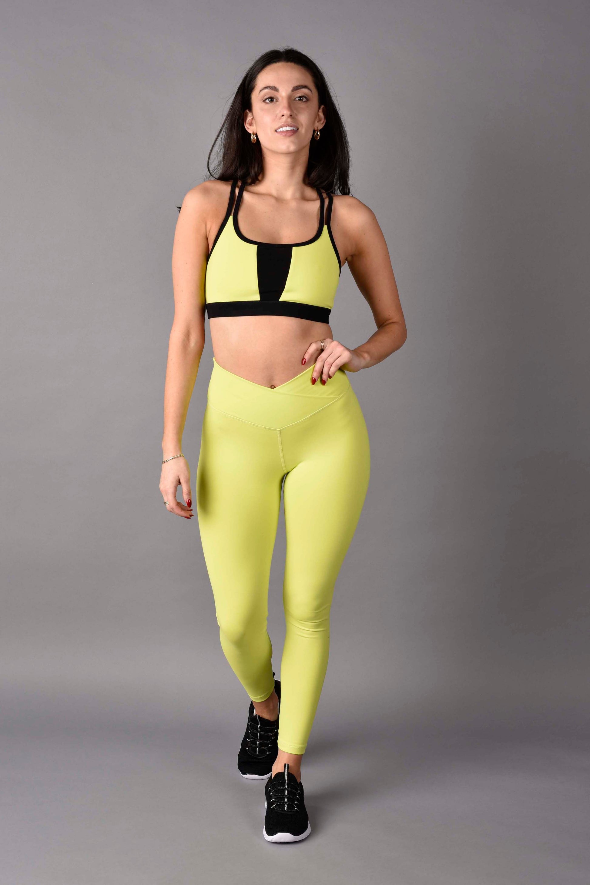 WEAR LOVE MORE High Rise Matte Luxe Crossover 7/8 Legging in Neon